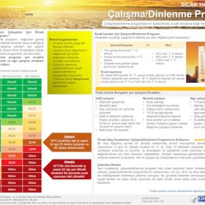 Sıcak Havalar için - Çalışma,Dinlenme Programı (NIOSH, 2017)